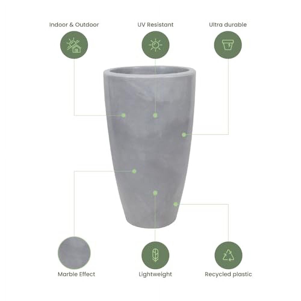 Ecobo 20.9 inches Eco-Friendly Round Pot Planter Vicenza Indoor/Outdoor use, Durable, Versatile & Lightweight, Designed by Brazilian Artisans, Contemporary All-Weather Design –Grey