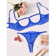 thumbnail image 4 of Gibobby Conjunto Lencería Tanga Y Bralette Steel Sexy Fashion Garter Nueva ropa de dormir Anillo Pijamas Ropa interior de encaje Lencería Íntimos(Azul, XL), 4 of 5
