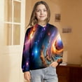 thumbnail image 2 of Teen Girl Hoodies - Girls Galaxy Print Hooded Sweatshirt Soft Pullover With Pockets Cozy Casual Outerwear For Kids,, 2 of 6