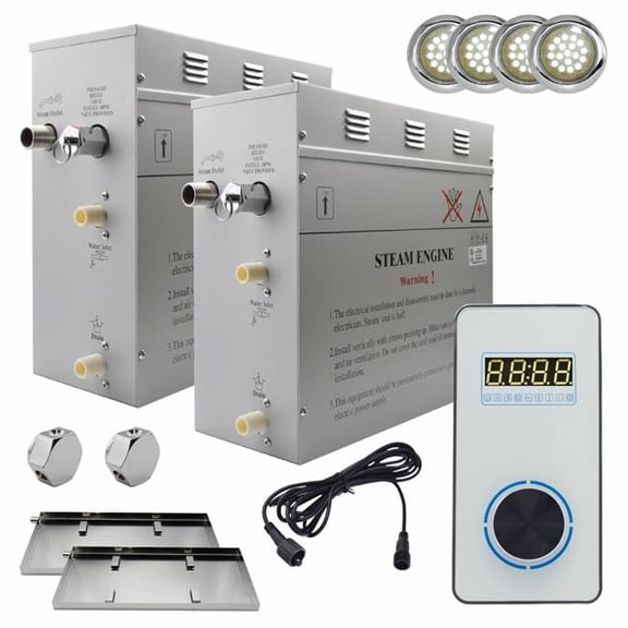Steam Planet GH18VWX Superior Encore Plus 18 kW Self-Draining Steam Bath Generator Kit & Bluetooth Vertical Digital Keypad, White