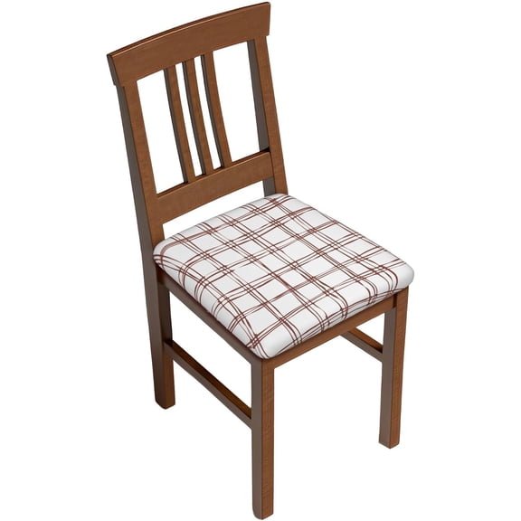 Dining Chair Seat Covers Set of 4, Simple Plaid Stripe Outline Print Dining Seat Covers Elastic Seat Covers for Kitchen Chairs Chair Cushion Covers for Kitchen Seat Cushions