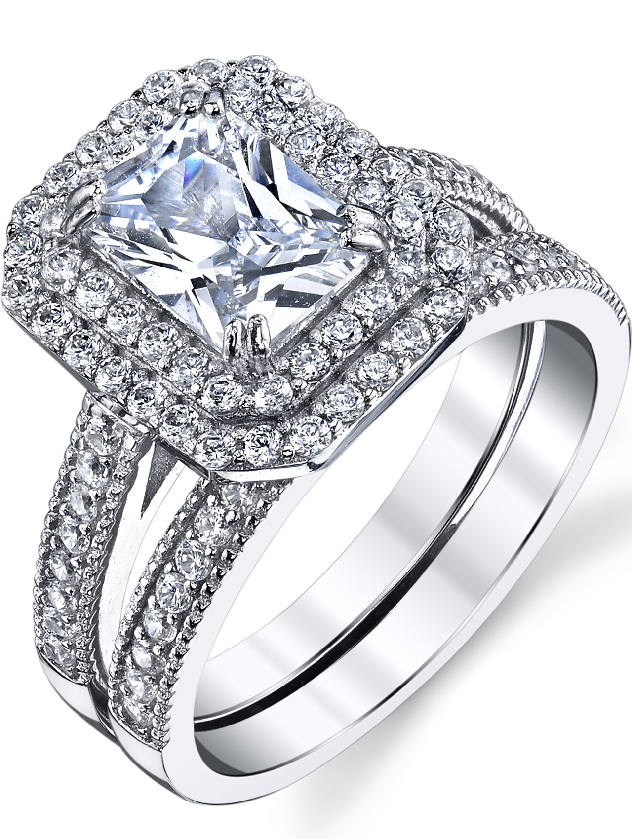 Women s 2 Carat Emerald Cut Sterling Silver Cubic Zirconia Wedding Ring Women s 2 Carat Emerald Cut Sterling Silver Cubic Zirconia Wedding Ring