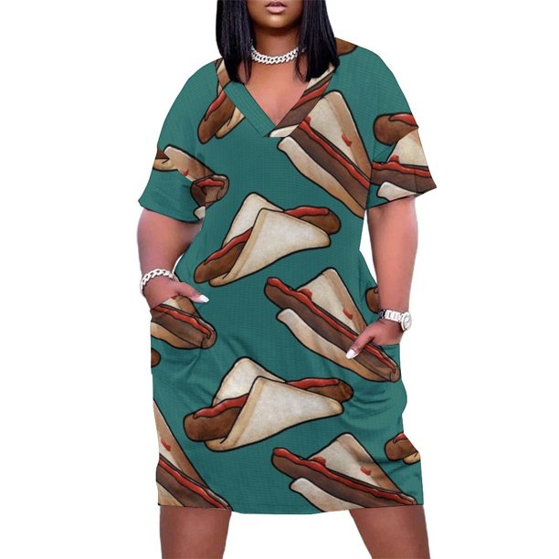 Aussie-vestido holgado verde con bolsillos para mujer traje elegante con enganche para barbacoa verano