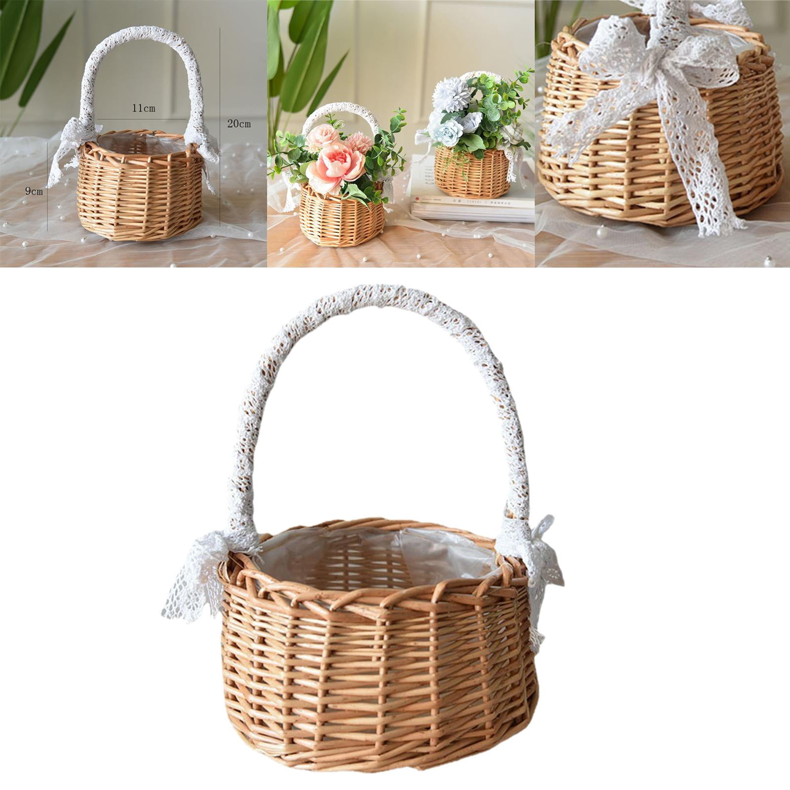 Panier En Rotin Pour Demoiselle D'honneur - 16x20 Cm, Poignée, Style Mariage