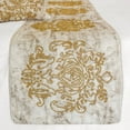 thumbnail image 4 of The HomeCentric King / Queen / Twin Ivory & Gold Decorative Twin 53"x18" Bed Runner WITHOUT Pillow Cover, Beaded & Foil Bed Scarf on Silk fabric - Foil Damask Gold, 4 of 5