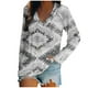 thumbnail image 1 of Moda mujer primavera otoño impreso manga larga cuello en V Casual Tee Tops Pompotops  FGAJ124, 1 of 5