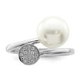 thumbnail image 4 of Finest Gold Sterling Silver Rhodium-Plated Polished with CZ & Acrylic Pearl Ring - Size 6, 4 of 5