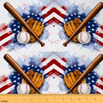 jejeloiu Baseball Glove Fabric by the Yard 2 Yards,American Sports City Room Decor Fabric by the Yard,Retro Usa Flag Fabric for Sewing For Boys Teens,Ultra Soft Home Decor