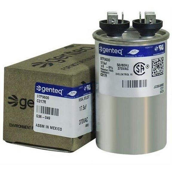 17.5 uF MFD x 370 VAC Round Genteq / GE Industrial Replacement Capacitor # C317R / 97F9600