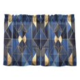 thumbnail image 7 of Yayeee Kitchen Curtains Light Filtering 27"x24" Rod Pocket Short Cafe Window Panel, Blue Geometric Pattern, 7 of 7