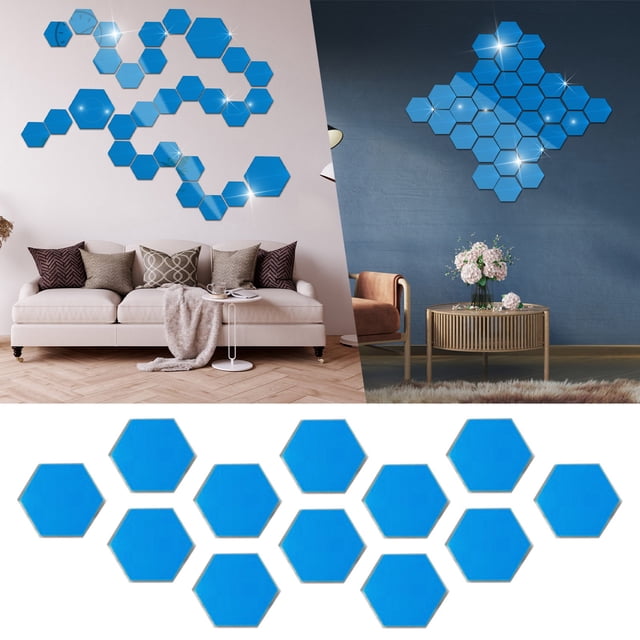 Modern Hexagon Acrylic 3D Wall Art Decal Self- Geometric DIY Home Sticker for Living Room Bedroom Interior Design