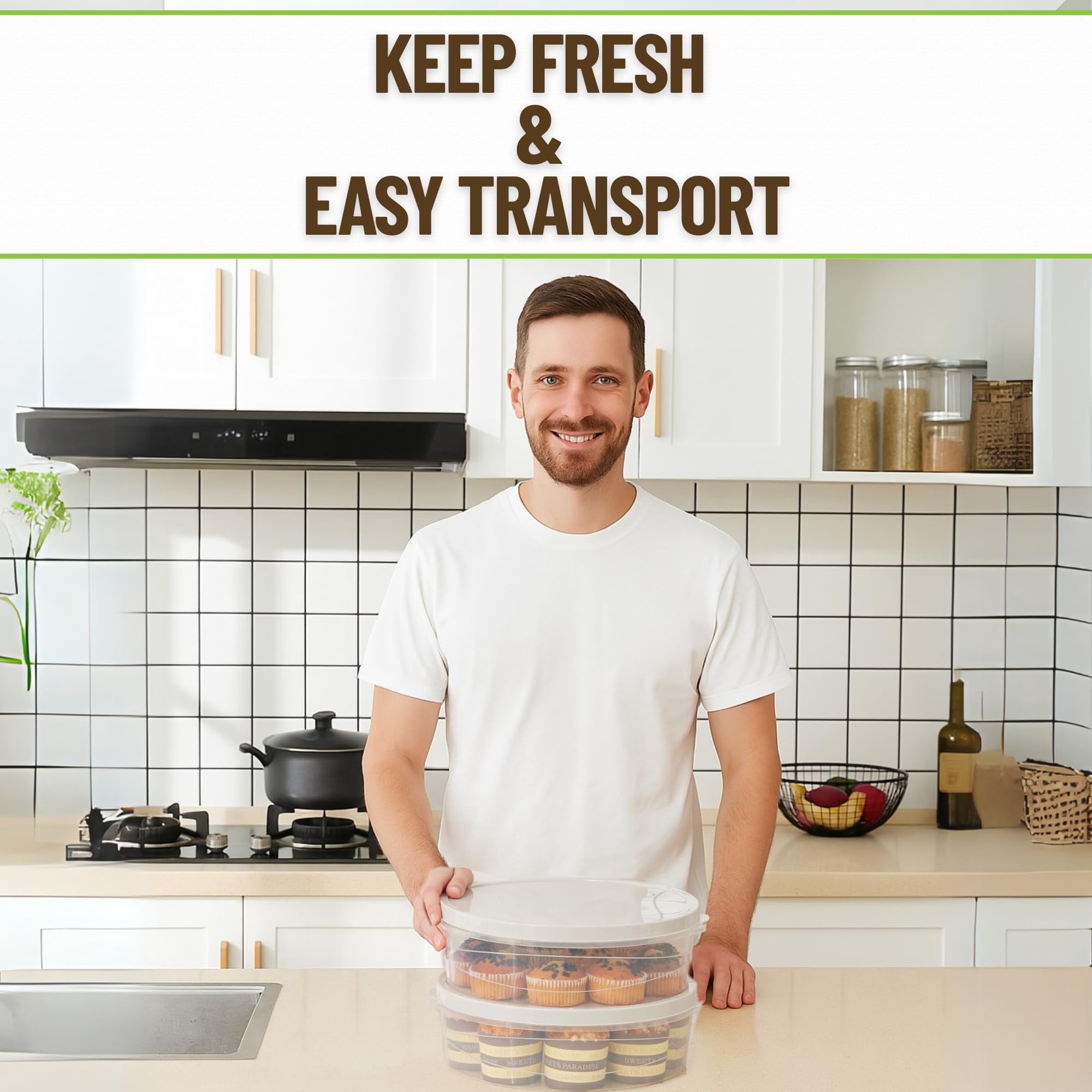 Evelots 4-Pack 10-Inch Airtight Food Storage Container with Lid - Portable Carrier for Pies, Cakes, Cupcakes & More - BPA-Free Clear Plastic - Secure & Easy Transport