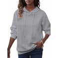 thumbnail image 2 of Womens Hoodies Oversized Hooded Sweatshirt Casual Long Sleeve Drawstring Pullover Tops Gray M, 2 of 9