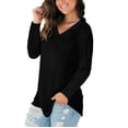 thumbnail image 6 of Towmus Tunic Tops for Women Long Sleeve Fall Tops V Neck Basic Shirts Solid Color T Shirt Loose Casual Fall Blouse Black Tees, 6 of 6