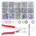 thumbnail image 1 of Kit de botones a presión, 200 juegos de botones a presión de metal de 9,5 mm, botones a presión sin costura, juego de herramientas de instalación de hebillas de cinco garras, 10 colores, 1 of 4