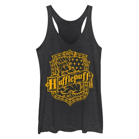 Women's Harry Potter Hufflepuff Lined Crest Racerback Tank Top