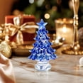 thumbnail image 3 of Tabletop Christmas Tree, Glass Mini Christmas Tree Figurine for Desk Bookshelf Mantel and Holiday Table, Blue, 2.56 x 1.57 x 1.57 in, 3 of 6