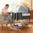 thumbnail image 3 of Babyeap Baby Bassinet Bedside Sleeper Bassinet for 0–5 Months Infants, Unisex, Dark Gray, 3 of 11