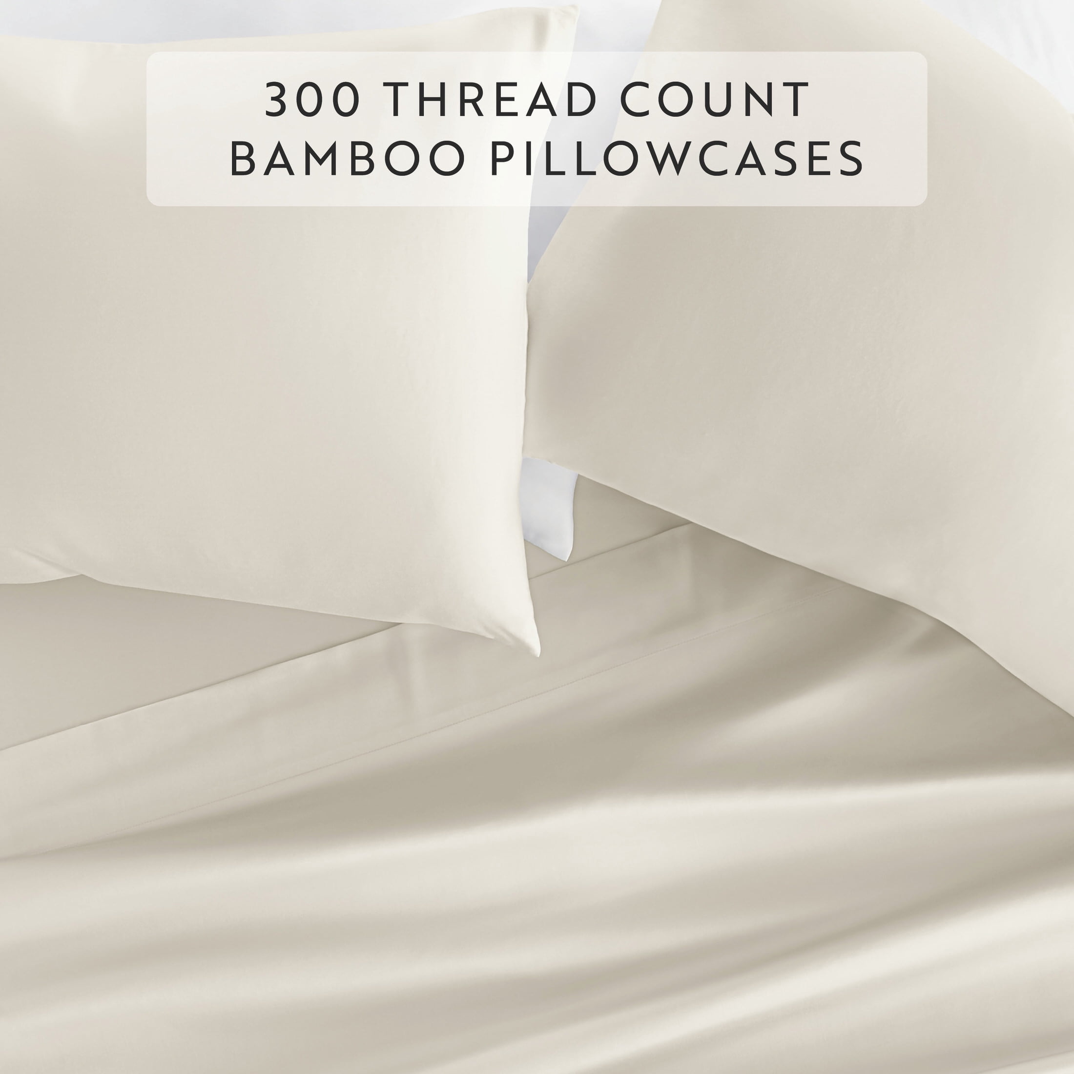 Noble Linens 2 Piece Rayon From Bamboo Pillowcase Set, Ivory, Standard/Queen