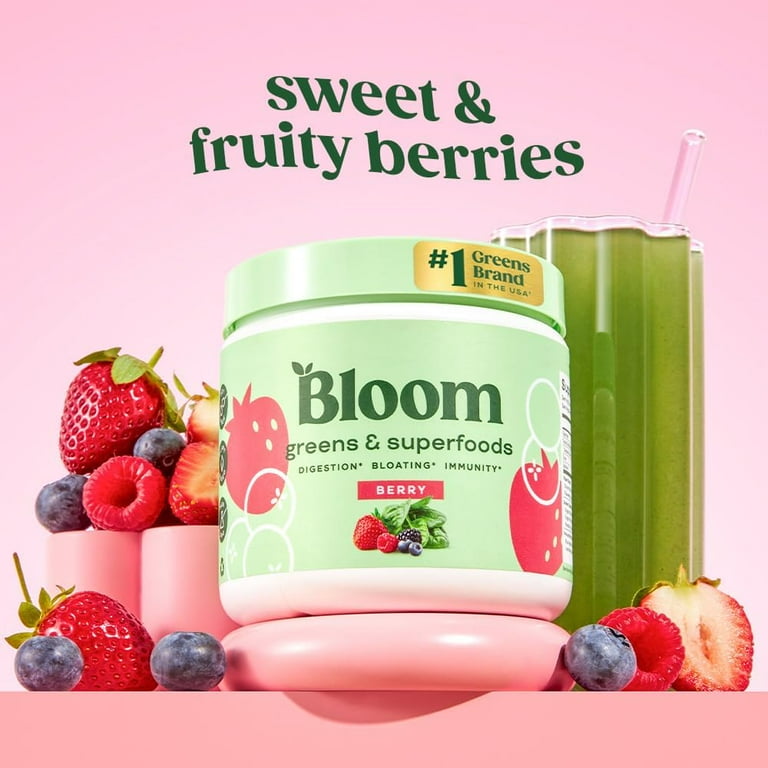 Polvo de verduras y superalimentos Bloom Nutrition para la salud digestiva, sabor a frutos rojos, 30 porciones - Walmart.com