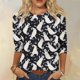 thumbnail image 2 of Camiseta holgada con estampado de manga 3/4 y cuello redondo informal a la moda para mujer, 2 of 5