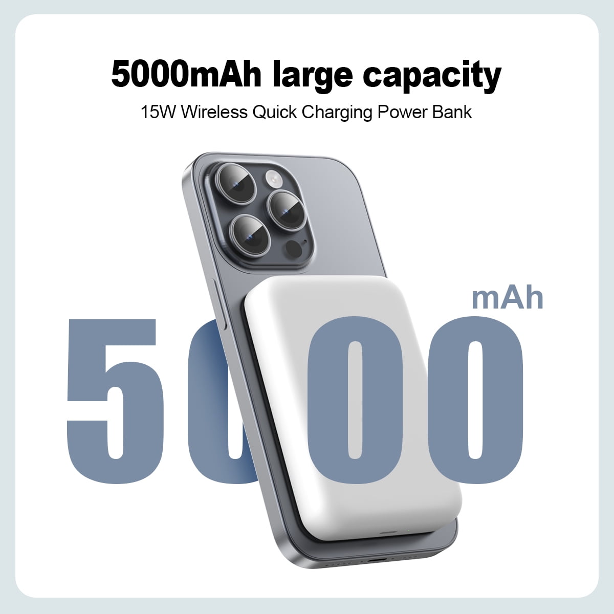MagSafe Compatible Magnetic Wireless Power Bank 5000mAh for iPhone 12 / 13 / 14 / 15 / 16 Series - White