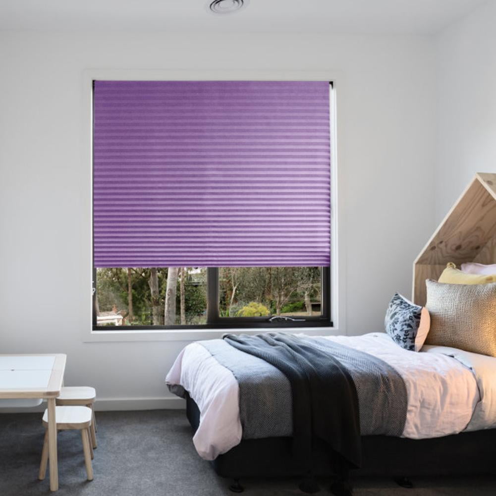 Self-Adhesive Pleated Blinds Kitchen Half Blackout Window Curtains Purple Best