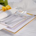 thumbnail image 6 of Pre Rolled Napkin with Silver Plastic Cutlery Set - 100 Pack Silver Plastic Silverware Cutlery Set, Premium Rolled Cutlery Set Includes: 100 Forks, 100 Knives, 100 Spoons, 100 Napkins for Wedding, 6 of 7