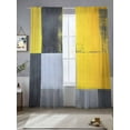 thumbnail image 2 of Abstract Street Art Sheer Curtains for Living Room Bedroom, Light-filtering Sheer Curtain, Grey Yellow Color Stitching Rod Pocket Voile Window Treatment Drapes, 52’’Wx84’’L, 2 Panels Set, 2 of 7