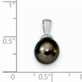 thumbnail image 2 of 14k White Gold WG 9-10mm Black Round Saltwater Cultured Tahitian Pearl Pendant Charm, 2 of 2