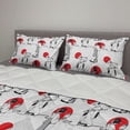 thumbnail image 2 of East Comforter & Sham Bedding Set, Japanese Geisha Girl with Traditional Style Kimono Folk Culture Illustration, 3 pcs Duvet Set Microfiber Filling Quilt, 5 Sizes, Black Red, by Ambesonne, 2 of 4