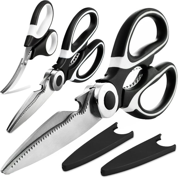 ZHUYING Kitchen Scissors All Purpose 3 Pack - Heavy Duty Stainless Steel Cooking Shears for Cutting Meat, Food, Fish, Poultry Multipurpose Sharp Sissors for Dishwasher Safe