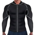 thumbnail image 2 of Sauna Suit for Men Sweat Jacket Long Sleeve Shirt Workout Body Shaper Zipper Top Fitness Trainer Gym Top-(S-3XL),Black,XXXL, 2 of 3