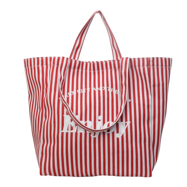 Comestibles Compras Mano Informal Lona A Rayas Playa Suave para El Fin Semana