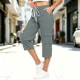 thumbnail image 5 of Ltctricy Cargo Capri Pants for Women Elastic Waist Drawstring Cropped Pants with Pockets Casual Hiking Outdoor Pants, 5 of 7