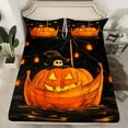 thumbnail image 2 of Feelyou Orange Pumpkin Boat Full Size Sheets, Cartoon Ghost Skull Bed Sheets, Halloween Nautical Style Sheet Sets, Ultra Soft Home Decor, 4pcs, 2 of 7
