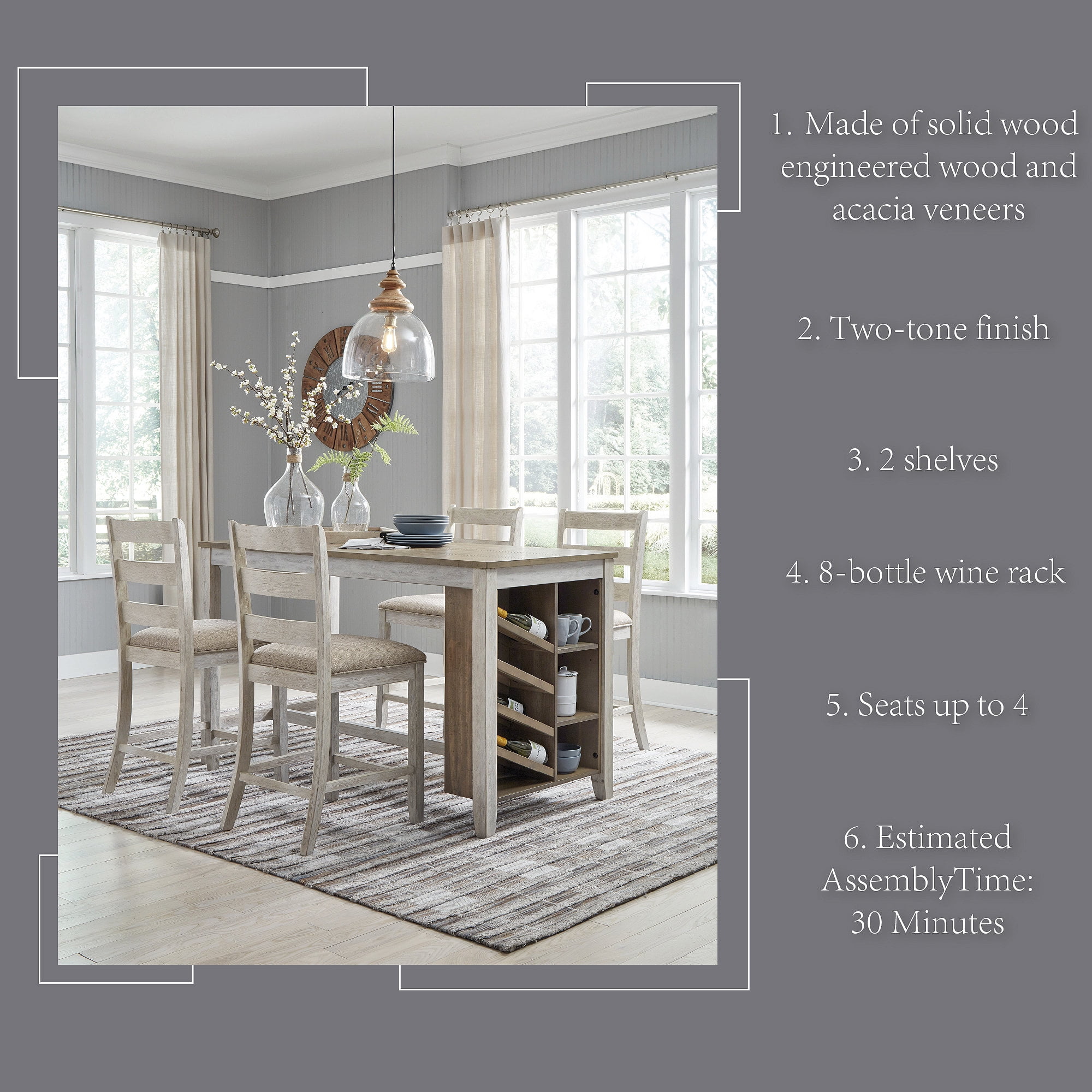 Ashley Signature Design Rustic Skempton Counter Height Dining