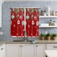 thumbnail image 3 of Red Christmas Balls Kitchen Curtains 63 Inch Length, Farmhouse Curtains & Drapes, Xmas Snowflake Botanical Rod Pocket Window Curtains for Living Room/Bedroom/Bathroom, 42" x 63", 2 Panels, 3 of 5