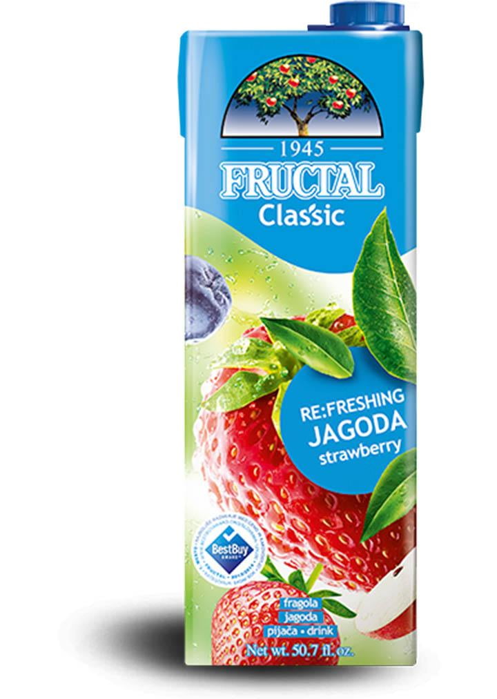 (5 pack) Fructal Classic Jagoda Strawberry Drink, 1.5L