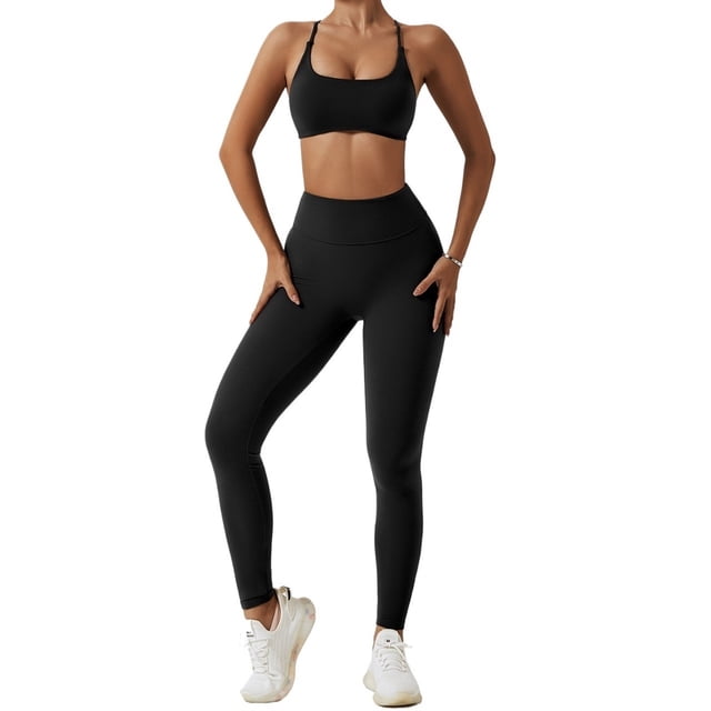 Conjuntos de entrenamiento for mujeres 2 piezas de talle alto sin costuras con sujetador deportivo acolchado conjuntos de ropa de gimnasio