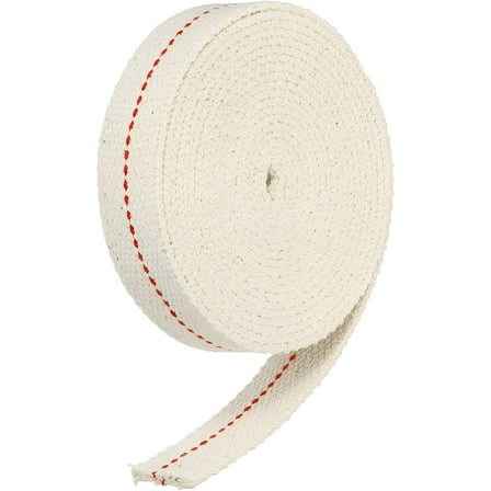 HIBIBUD Oil Lamp Wick 7/8" Flat Wide 10 Foot Cotton Lanterns Wick with Red Stitch for Kerosene Burner Lighting