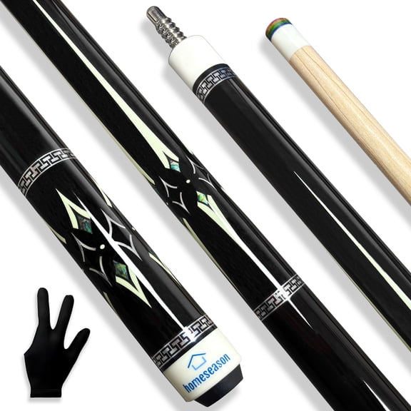 HomeSeason Pool Cue Stick 58inch 21oz 12.5mm Tip Professional Billiard Canadian Maple Wood 2-Piece Combination Cues Sticks(Black)