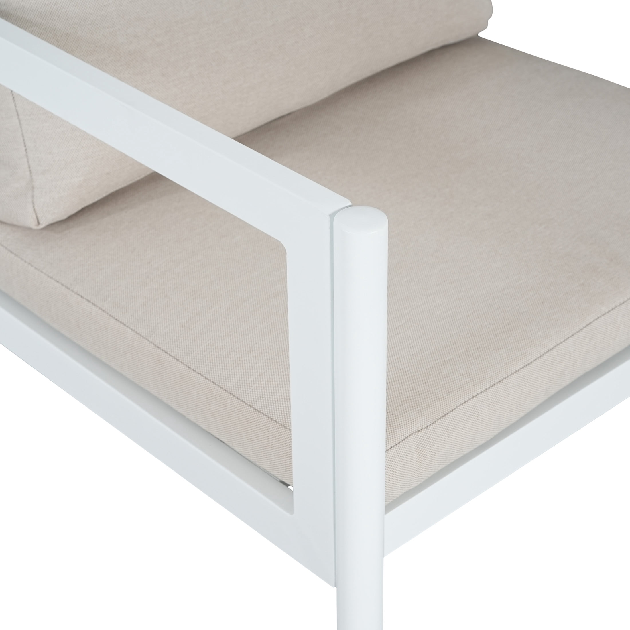 Christopher Knight Home Outdoor Dining Chair, All-Weather Aluminum Frame with Cushions, White+Beige, Set of 2