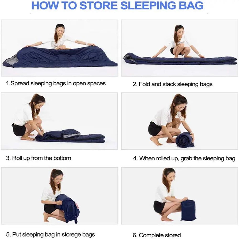 Backpacking Sleeping Bag for Adults Boys and Girls, Cold Weather Kids Sleeping Bag for 3 Season Hiking & Camping, Dark Blue