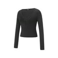 thumbnail image 2 of Cenuakty Women's Henley Shirts Long Sleeve V Neck Solid Color Button Down Crop Tops Slim Fit T-Shirts, 2 of 9