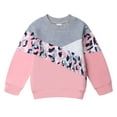 thumbnail image 2 of Toddler Girls 2 Piece Cute Outfits Set Pink Leopard Color Block Crewneck Sweatshirt with Jogger Pants Kids Clothing Set 2-3 T, 2 of 7
