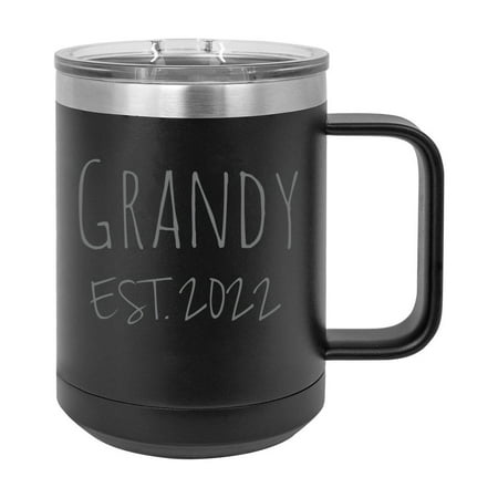 

Grandy Est. 2022 Established Stainless Steel Vacuum Insulated 15 Oz Engraved Double-Walled Travel Coffee Mug with Slider Lid