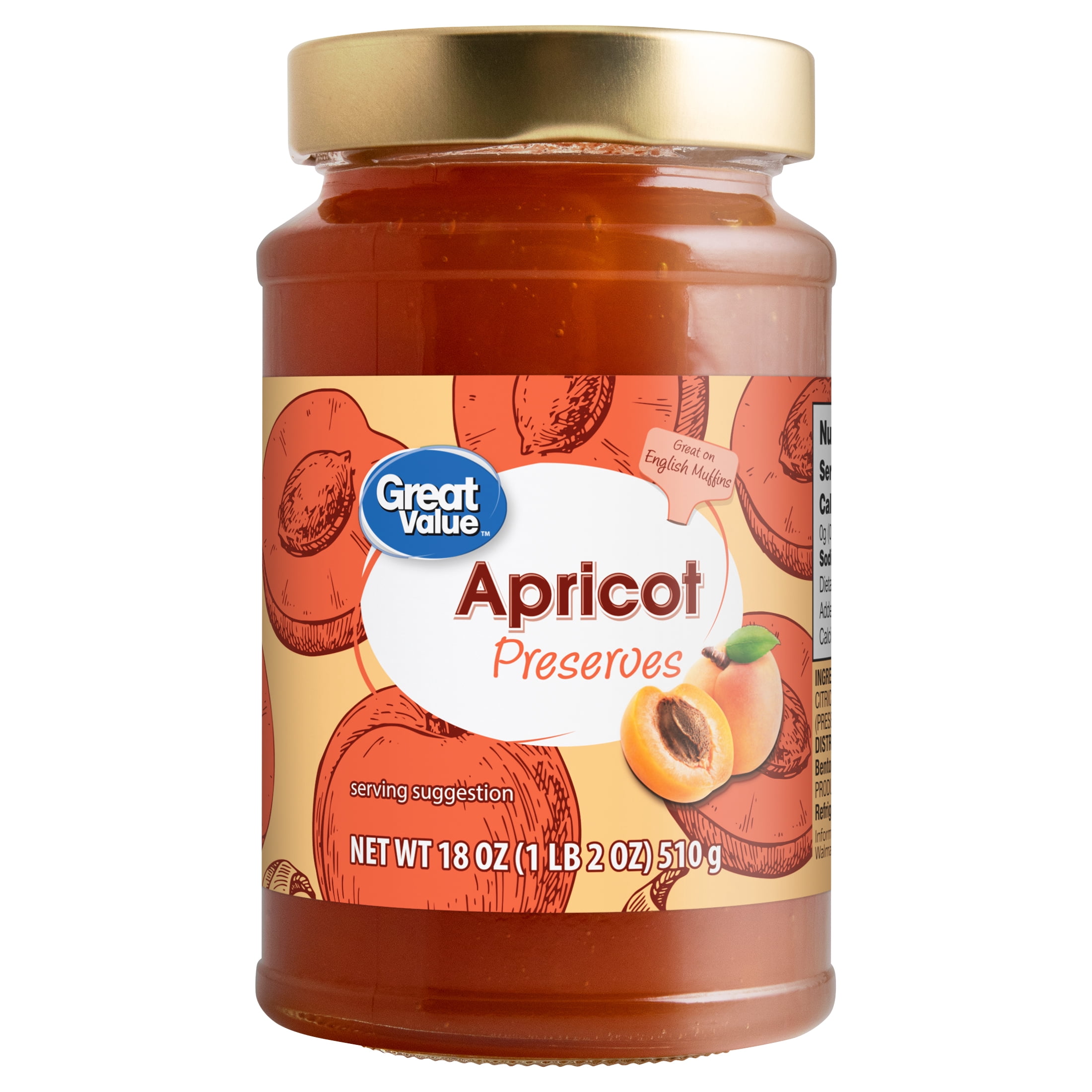 Great Value Apricot Preserves, 18 oz