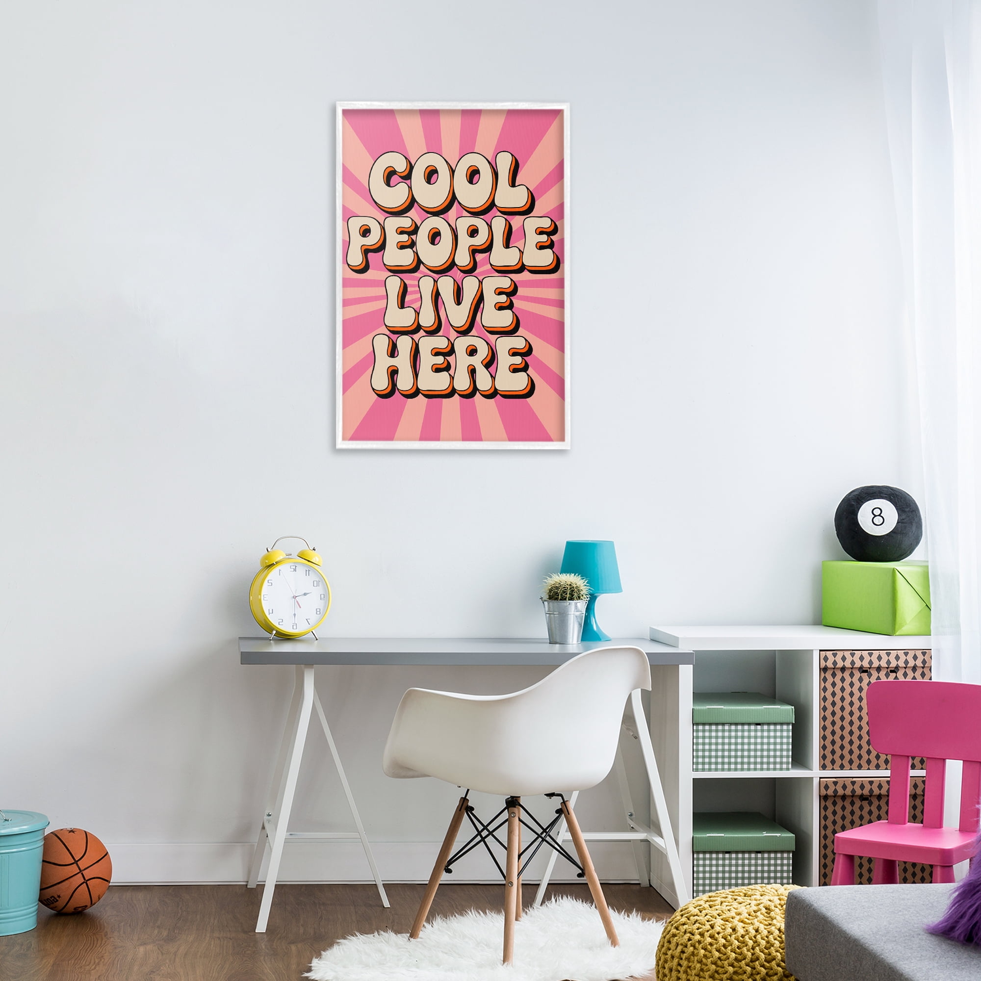 Stupell Industries Groovy Cool People Live Here White Framed Giclee Art, design by Andreas Magnusson