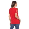 thumbnail image 3 of White Mark Women's Keyhole Neck Cutout Short Sleeve Top, 3 of 6
